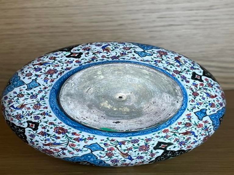 Vintage Persian Hand Painted Enameled On Copper Chalice Cup Captivating Design - 5