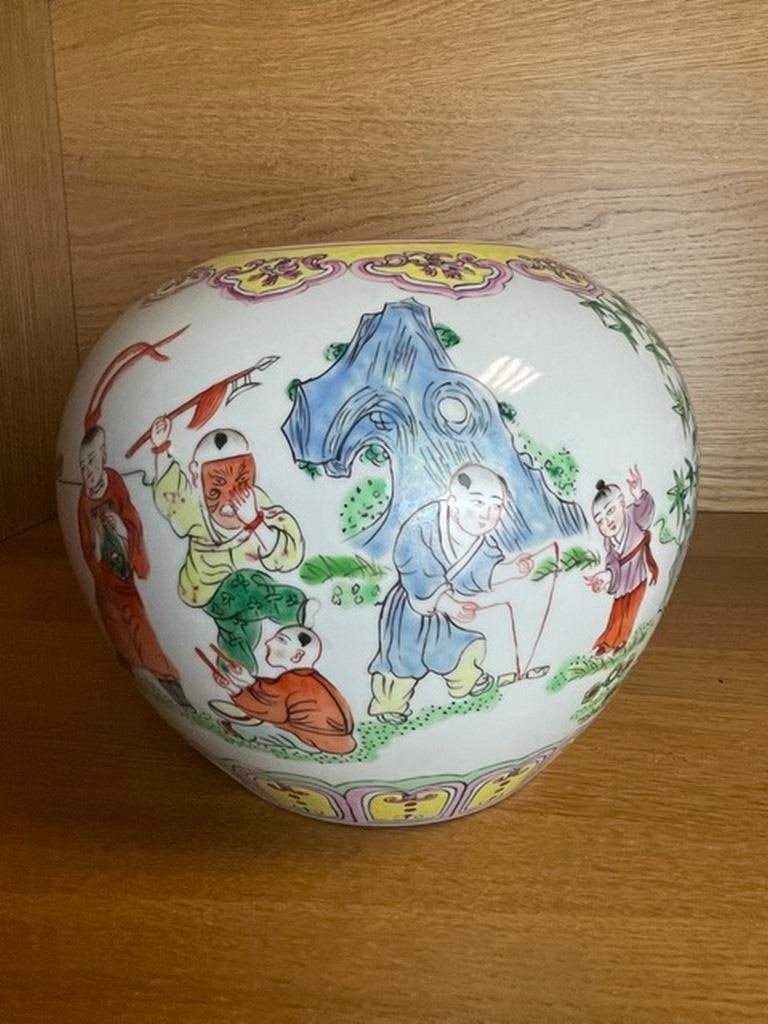 Antique Chinese Porcelain--children playing Rose Jar: Antique Chinese Porcelain--children playing Rose Jar