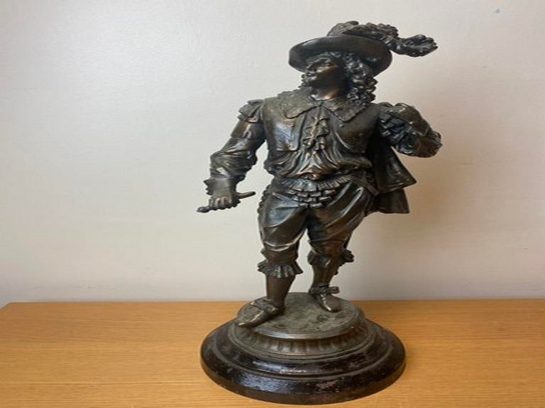 ANTIQUE CAST METAL COPPER CLAD DON JUAN 20â€ STATUE - 2