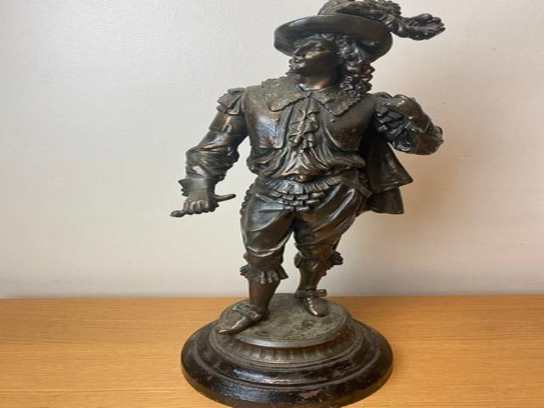 ANTIQUE CAST METAL COPPER CLAD DON JUAN 20â€ STATUE - 4