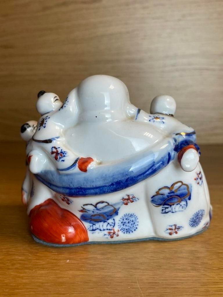 Vintage Chinese porcelain laughing Buddha with children statue - 3