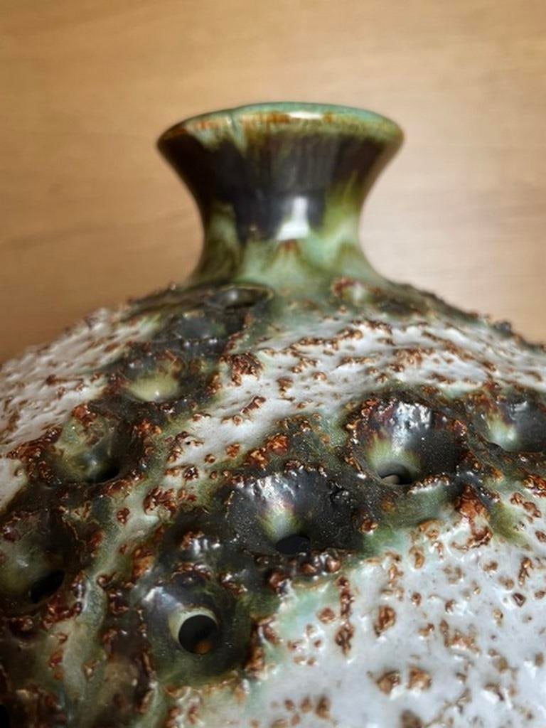 Mid century modern Kingo Keramik Danish design stone ware ceramic ceiling lamp with organic shaped p - 2