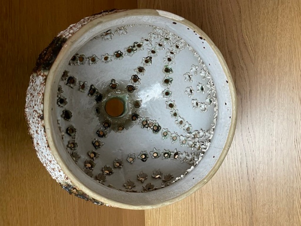 Mid century modern Kingo Keramik Danish design stone ware ceramic ceiling lamp with organic shaped p - 4