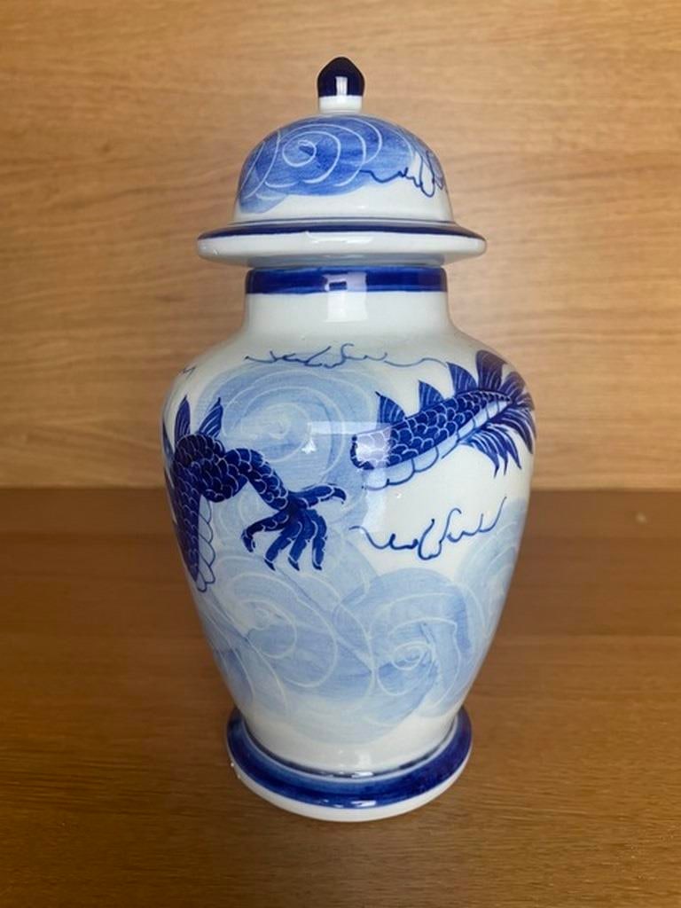 Antique vintage style porcelain ginger jar dragon design Great condition - 2