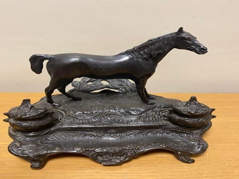 Bronze horse inkwell signed MENE - 2