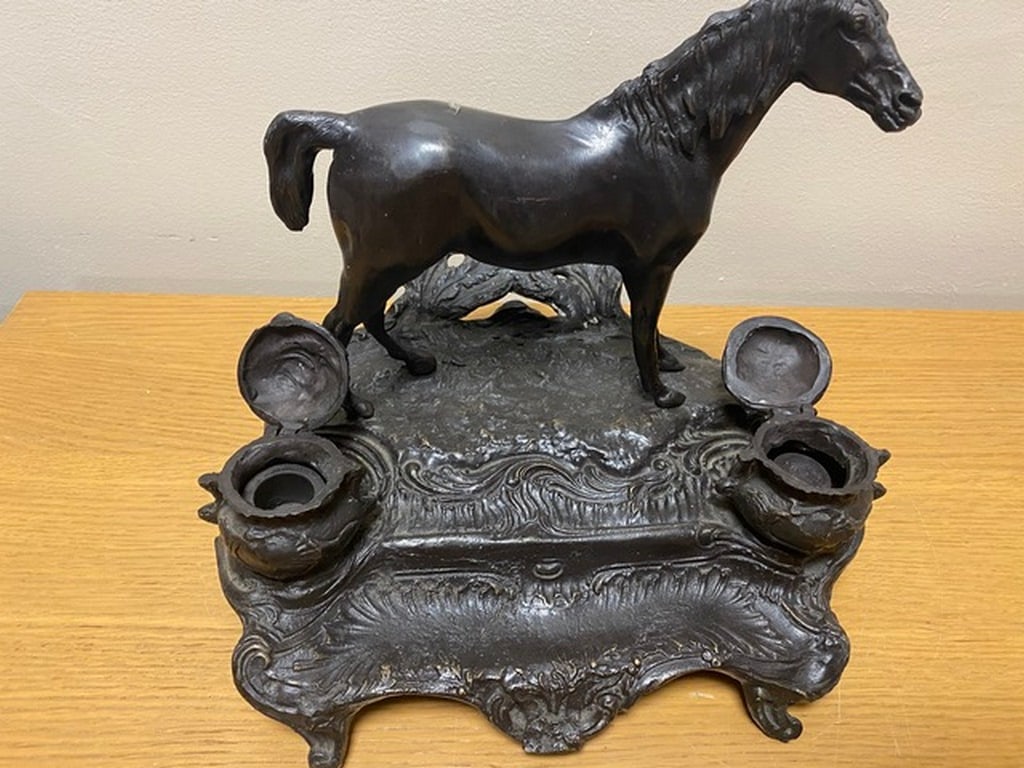 Bronze horse inkwell signed MENE - 3