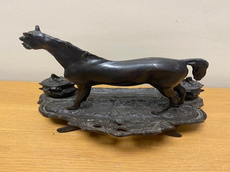 Bronze horse inkwell signed MENE - 5