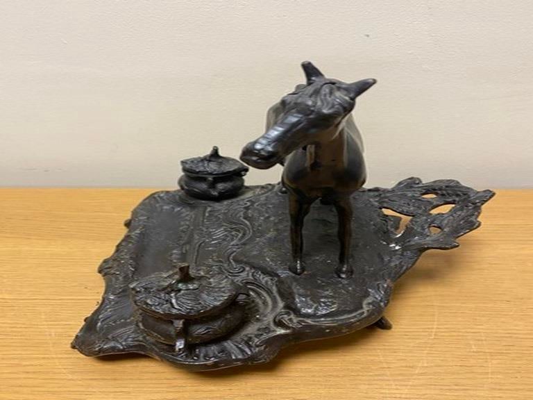 Bronze horse inkwell signed MENE - 6