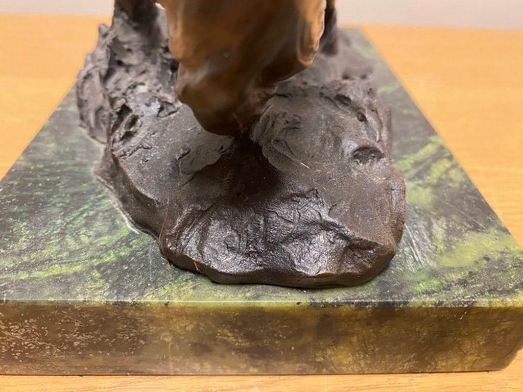 Signed Original Majestic Horse Rears on his Legs Bronze Sculpture Marble Figure - 5