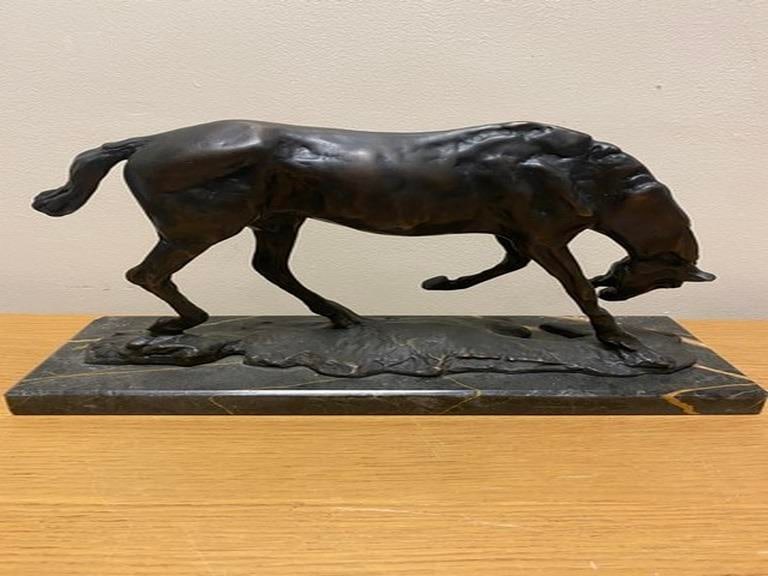 Horse with Head Lowered ' Date 1983, Degas Inscribed Middle of Base - Foundry Mark Stamped. Cire Per: Museum of Fine Arts - Boston Cast Bronze Horse Figure After Edgar Degas 1834 - 1917. Titled ' Horse with Head Lowered ' Date 1983, Degas Inscribed Middle of Base - Foundry Mark Stamped. Cire Perdue A.