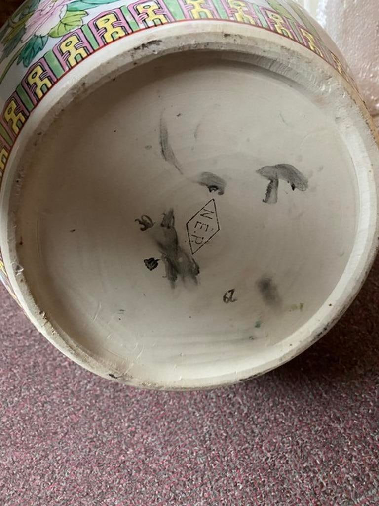 X-Large Vintage Chinese Famille Qing Dynasty Porcelain Fish Bowl Planter - 5