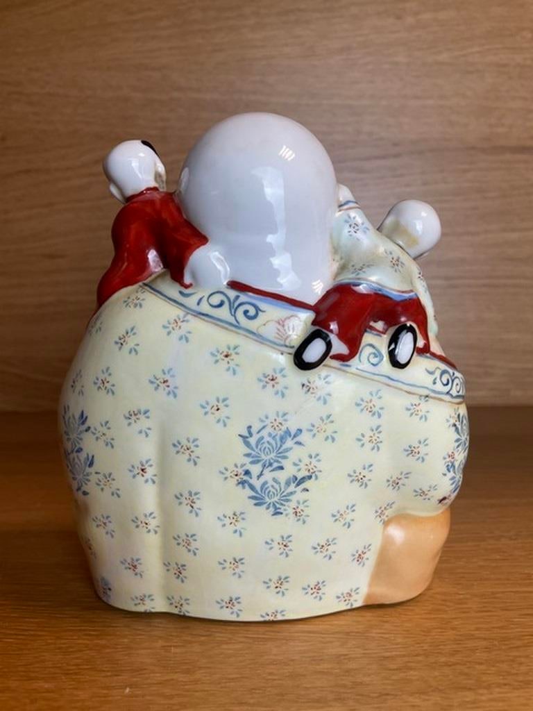 Vintage Chinese Famille Rose Laughing Buddha Statue, Hand painted, unique Asian Home Decor, Good For - 4
