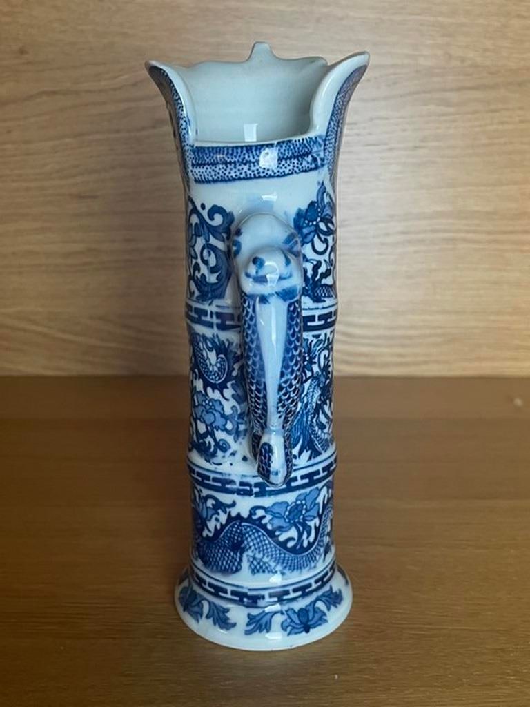 Collectible Old Blue and White Porcelain Paint Dragon Phoenix Exorcism Tea Pot - 3