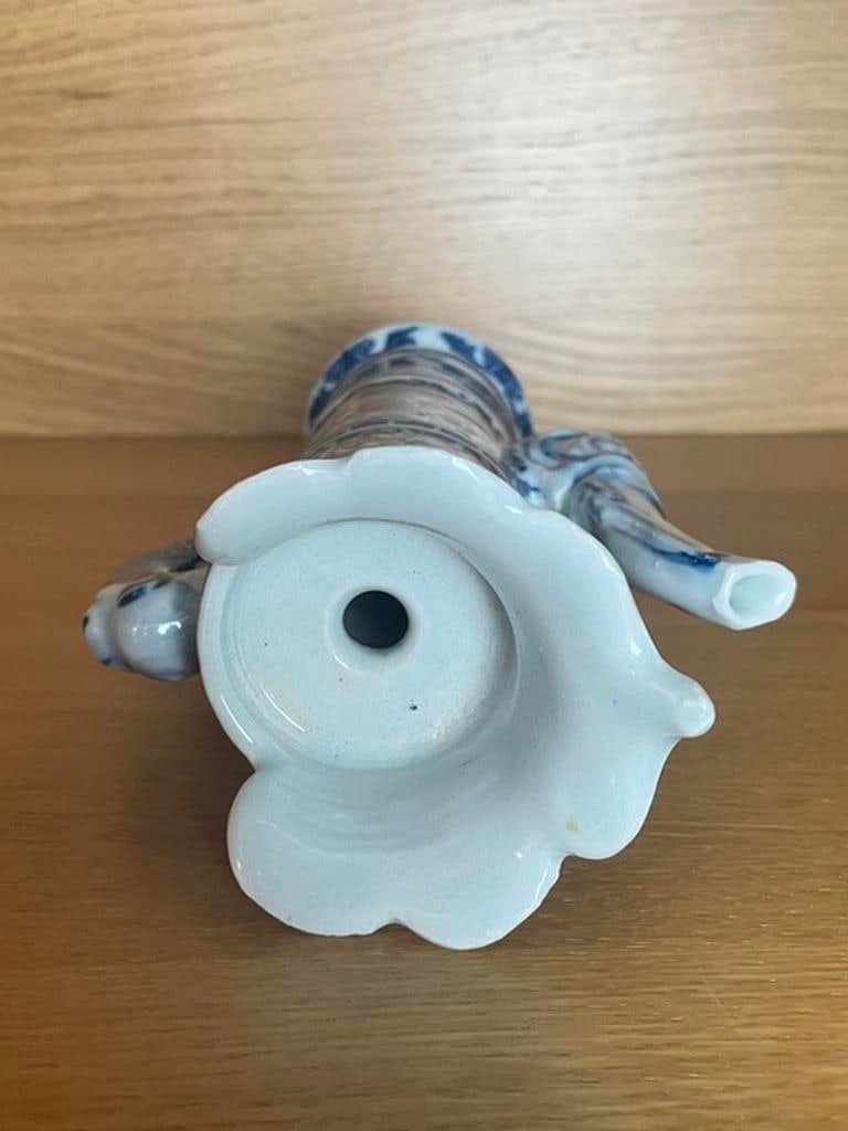 Collectible Old Blue and White Porcelain Paint Dragon Phoenix Exorcism Tea Pot - 4