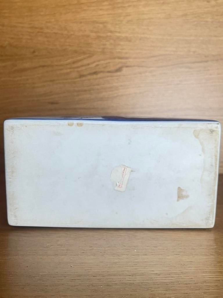 Antique Chinese Blue White Porcelain Box, Qianlong Mark Covered Box - 5