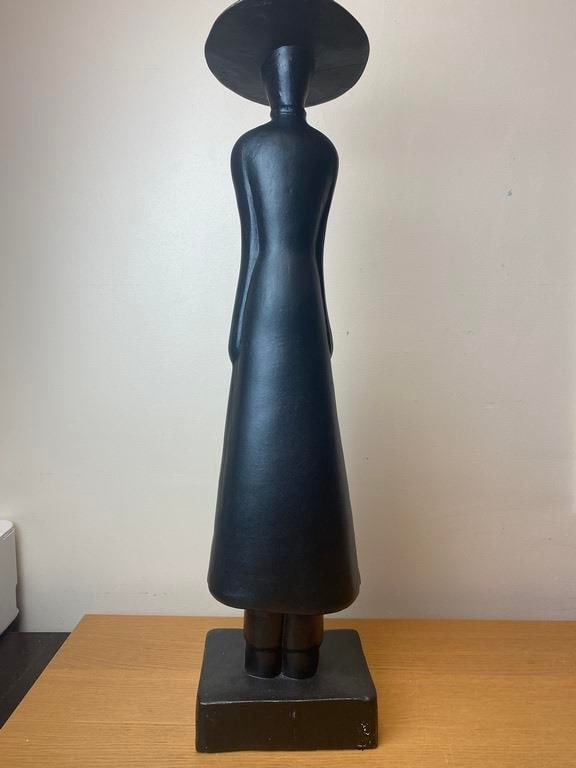 Vintage Hand Carved Wooden Asian Vietnamese Woman Sculpture Figurine - 6