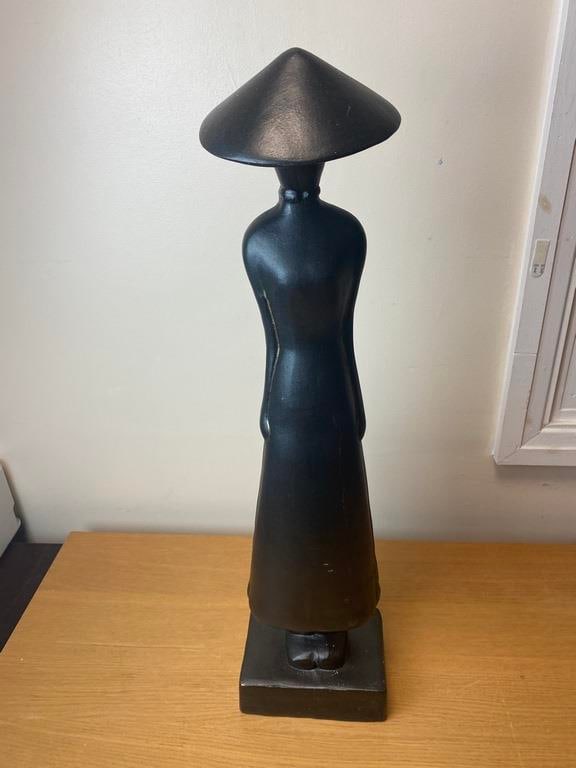 Vintage Hand Carved Wooden Asian Vietnamese Woman Sculpture Figurine - 8