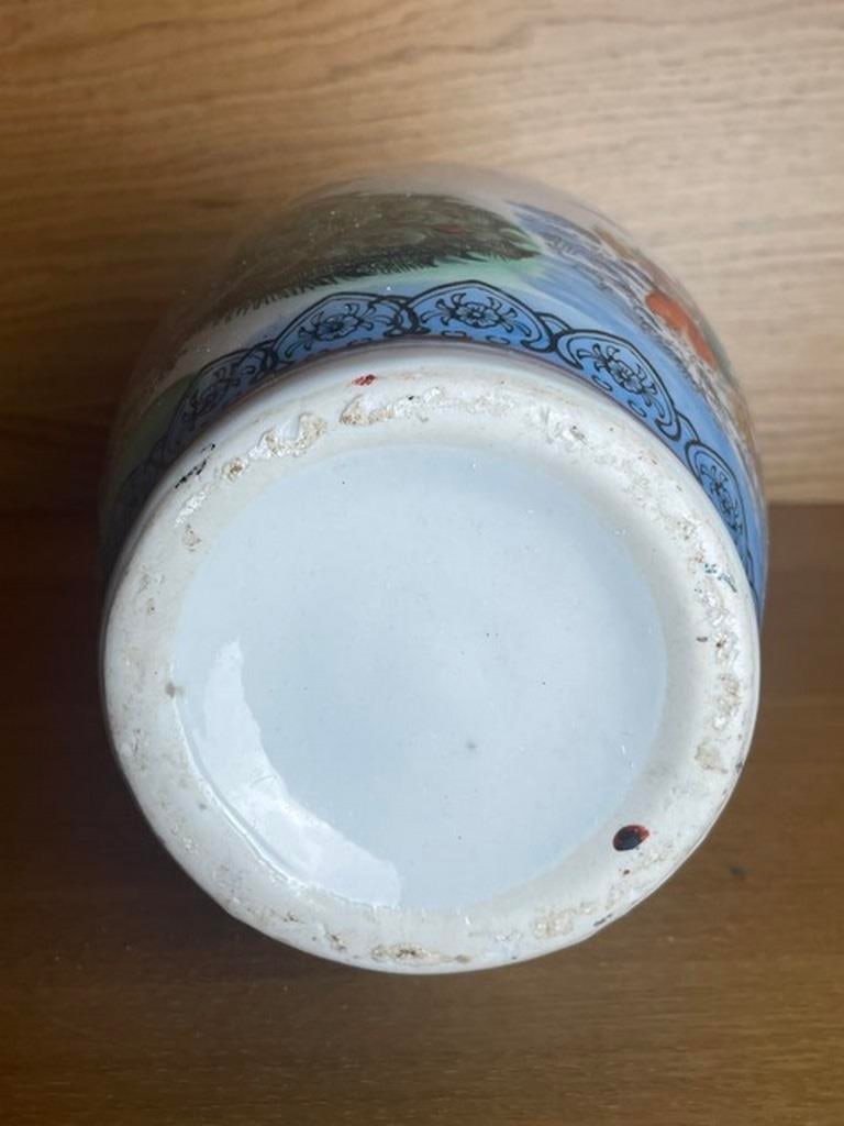 VTG Chinese Porcelain Hand Painted Large 12â€ Tall Vase Gold Trim Long Life Symbo - 4