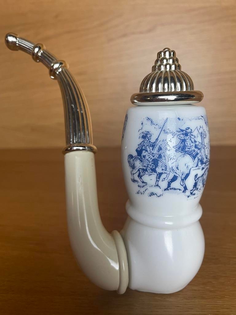 Vintage old Retro 1960's 70's After Shave lotion 60ml"""" Ceramic pipe blue and white (1 of 5)