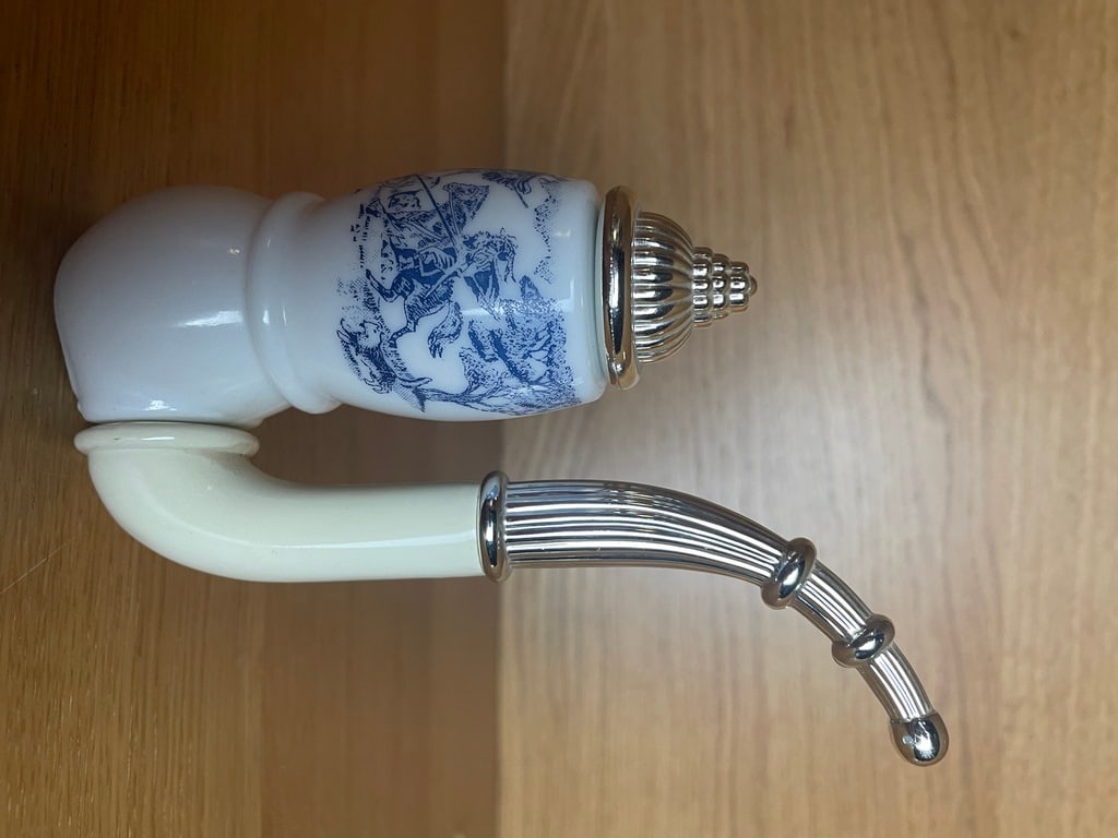 Vintage old Retro 1960's 70's After Shave lotion 60ml"""" Ceramic pipe blue and white - 4