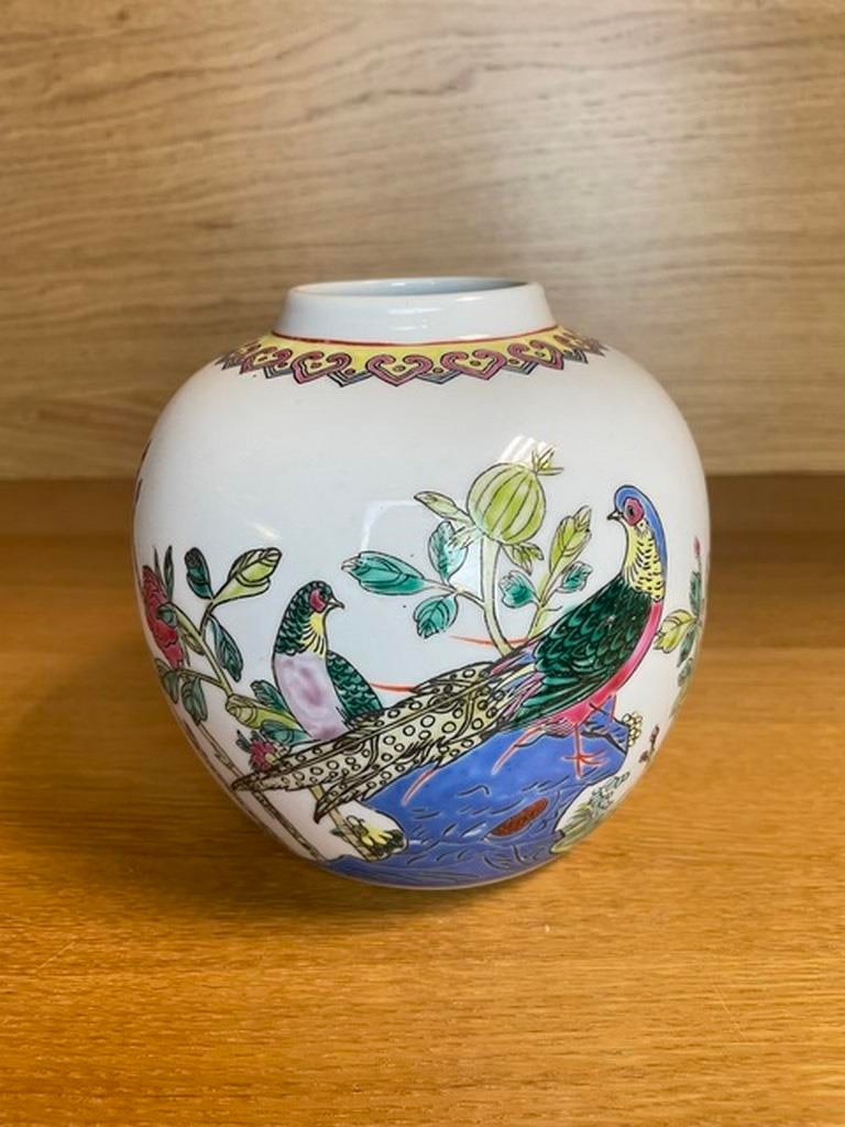Vintage Chinese Ceramic Vase With Botanical and Bird Motifs (1 of 5)