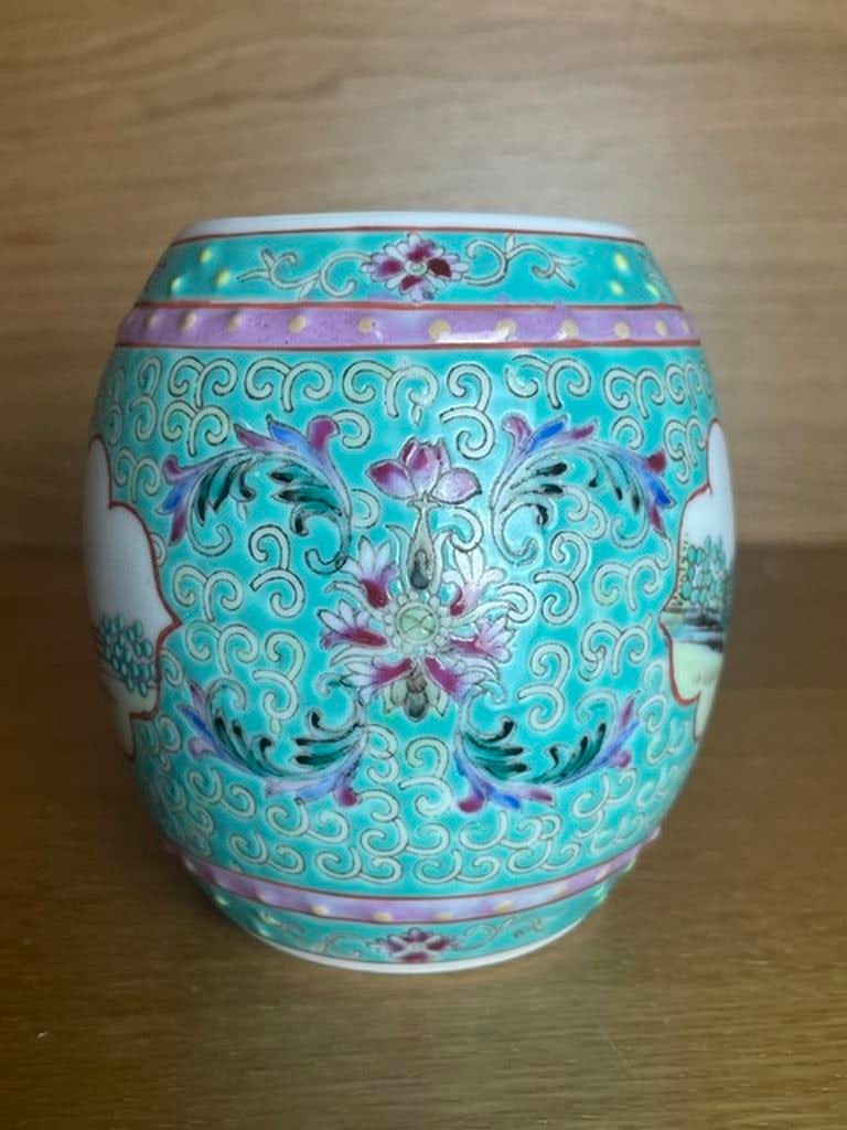 Vintage Hand-Painted Ginger Jar with Mint Green, Pink, and Yellow Pastel Colors, Collectible DÃ - 2