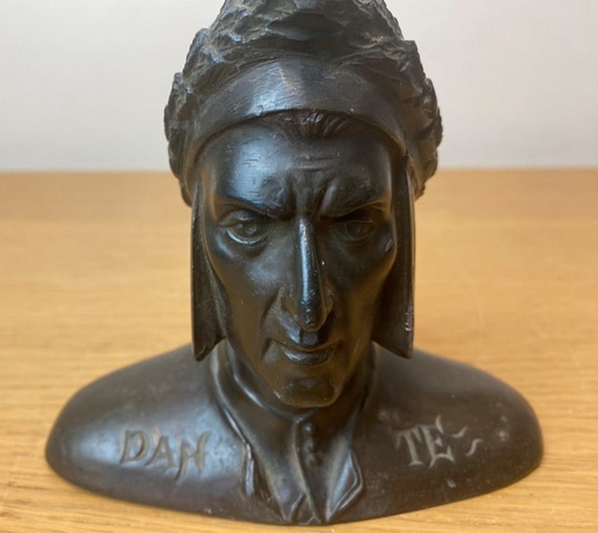 Antique Cast Bronze Dante Dantes Alighieri Bust Sculpture Statue - 2
