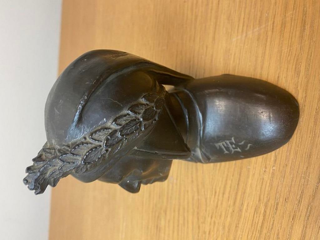 Antique Cast Bronze Dante Dantes Alighieri Bust Sculpture Statue - 4