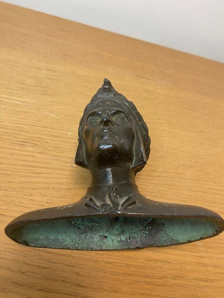 Antique Cast Bronze Dante Dantes Alighieri Bust Sculpture Statue - 7