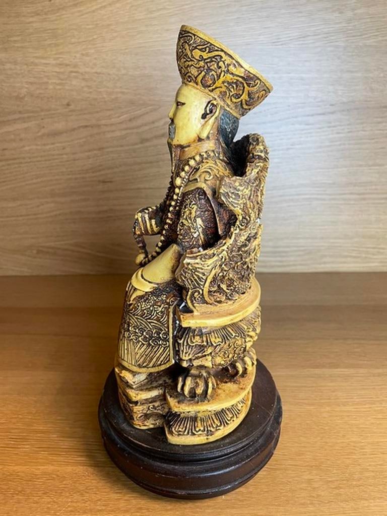 Unusual Carved Chinese Emperor, believed to be resin - 2