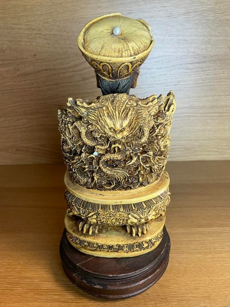 Unusual Carved Chinese Emperor, believed to be resin - 3