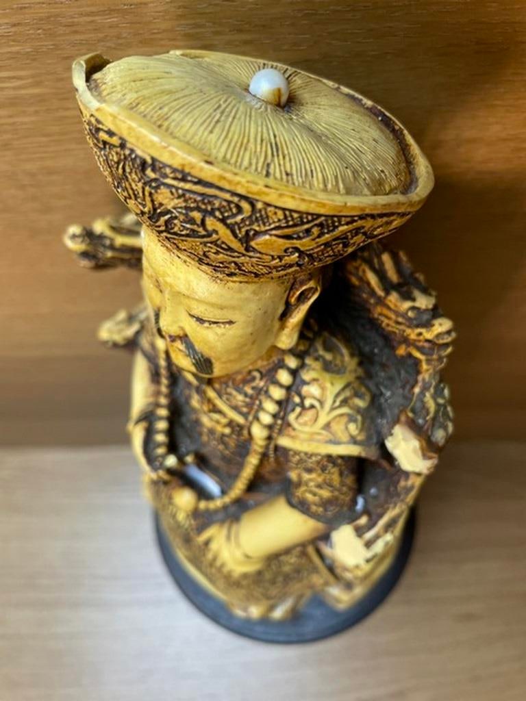 Unusual Carved Chinese Emperor, believed to be resin - 4