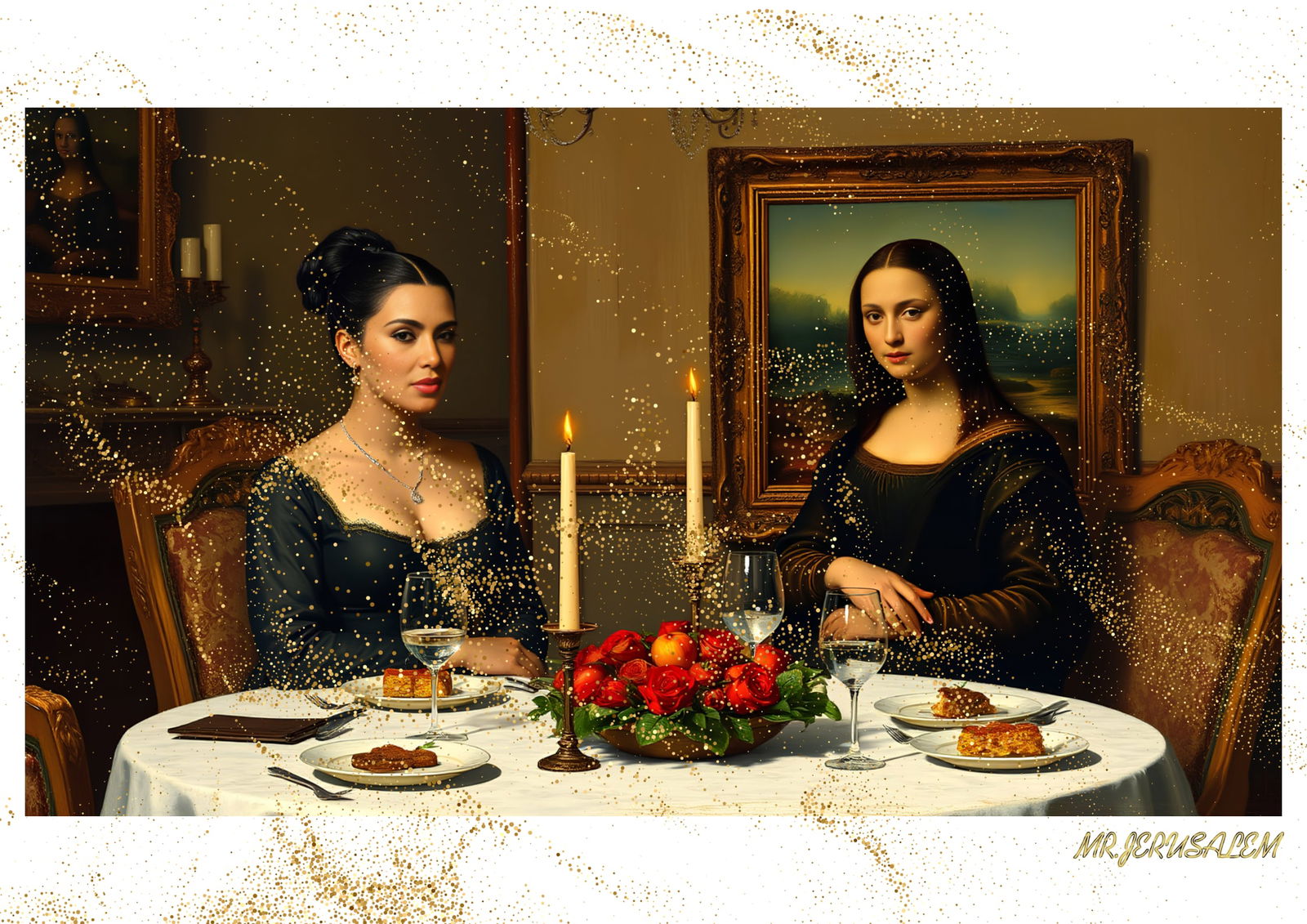 "Mr.Jerusalem, "Kim Kardashian having dinner with Mona Lisa-D2" "Original, A2 Poster print, st (1 of 2)