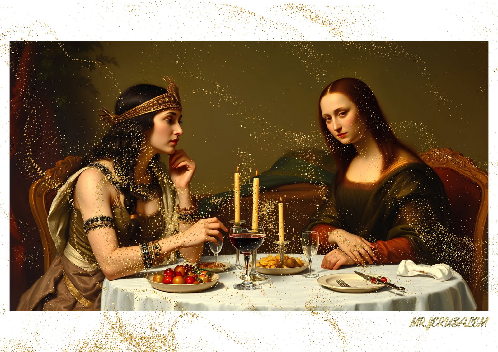"Mr.Jerusalem, "Cleopatra having dinner with Mona Lisa-D1" "Original, A2 Poster print, stamped (1 of 2)