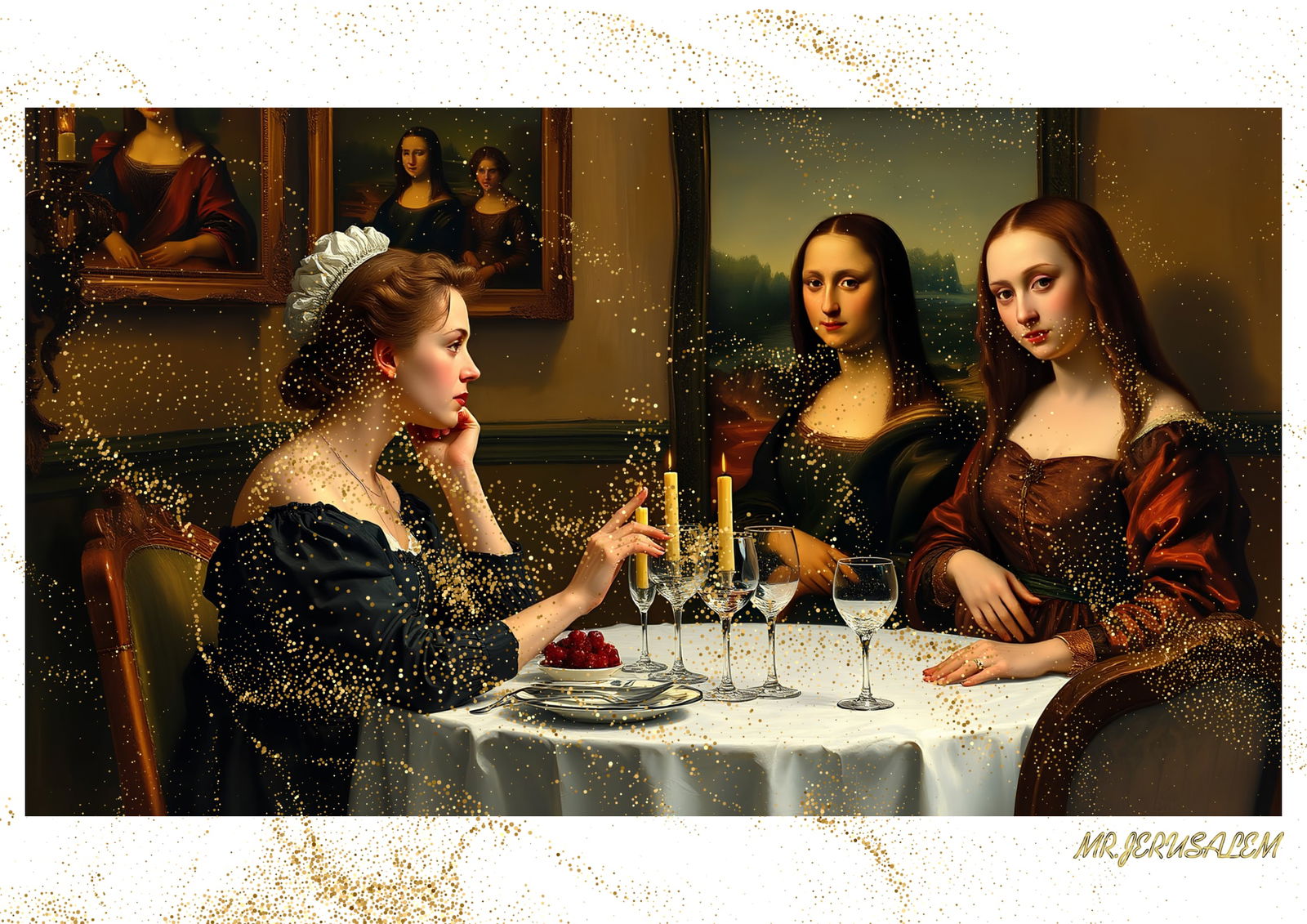 "Mr.Jerusalem, "Adele having dinner with Mona Lisa-D2" "Original, A2 Poster print, stamped. Wa (1 of 2)