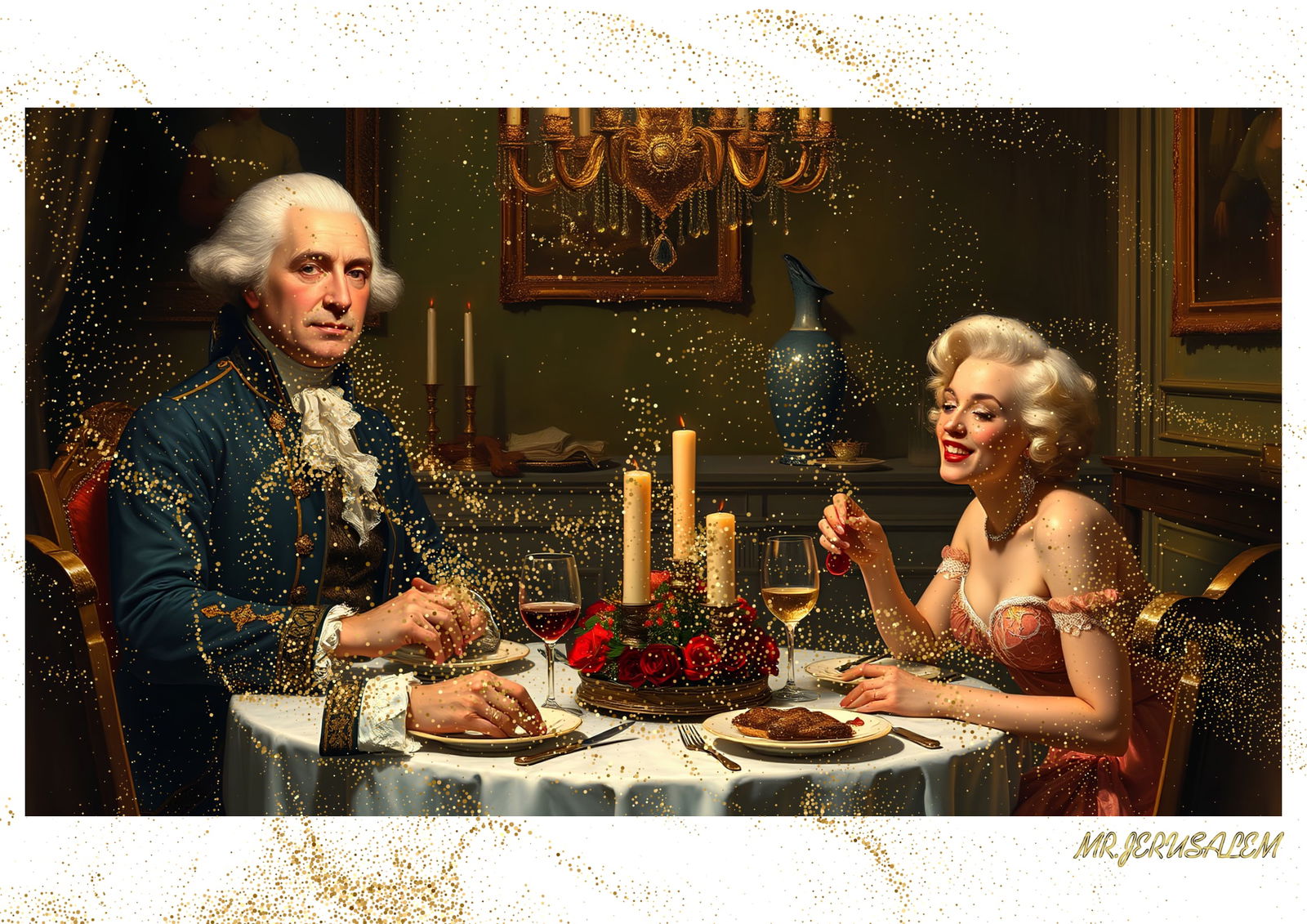 "Mr.Jerusalem, "George Washington having dinner with Marilyn Monroe-D1" "Original, A2 Poster p (1 of 2)