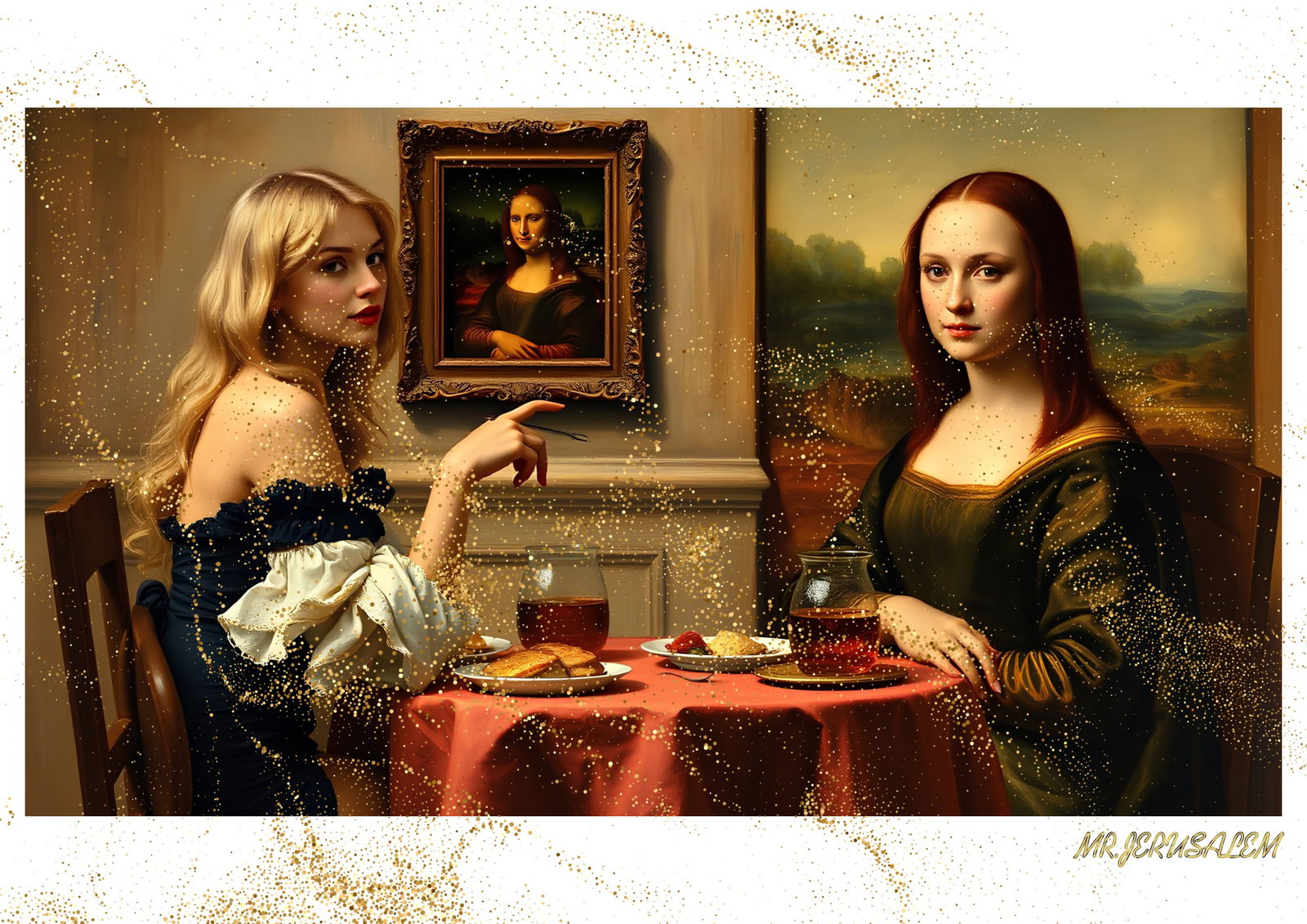 "Mr.Jerusalem, "Britney Spears having dinner with Mona Lisa-D2" "Original, A2 Poster print, st (1 of 2)