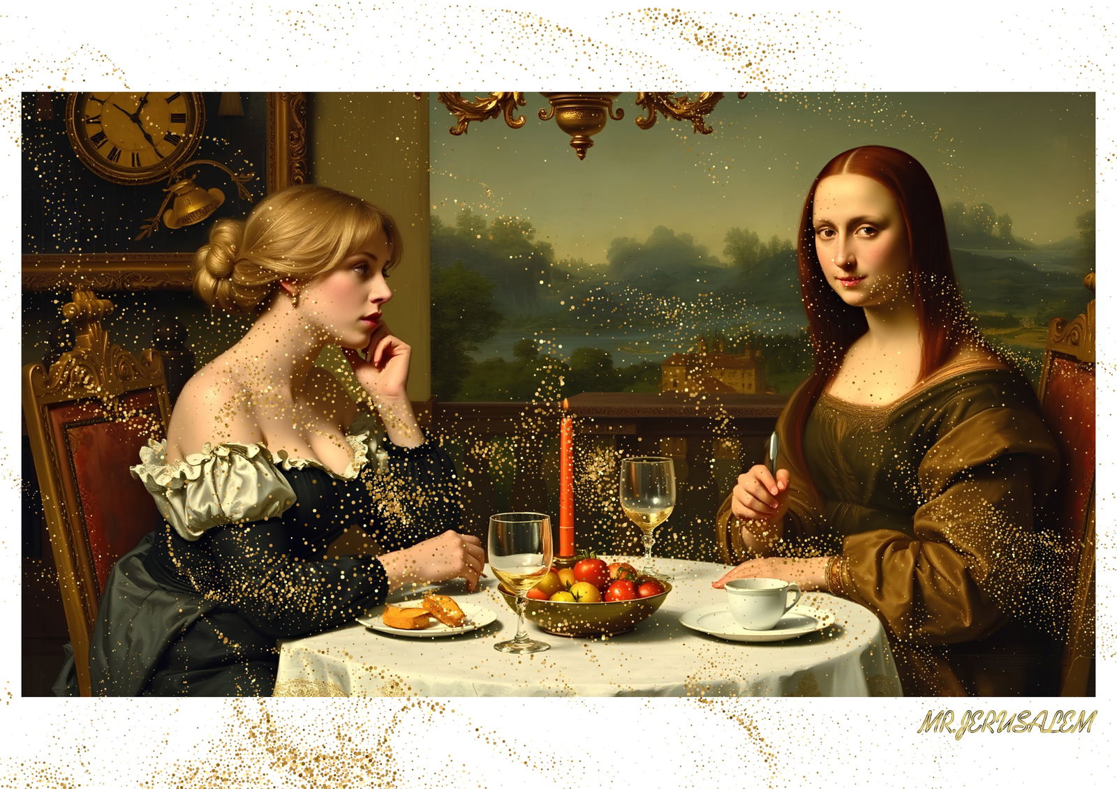 "Mr.Jerusalem, "Christina Aguilera having dinner with Mona Lisa-D1" "Original, A2 Poster print (1 of 2)