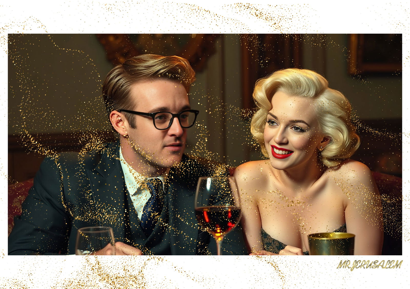 "Mr.Jerusalem, "Keith Haring having dinner with Marilyn Monroe-D2" "Original, A2 Poster print,: Original A2 Poster Digital print on paper, Solid Finishing: Classic (250 gsm gloss) Artist Digital signature Stamped / seal Watermark seal Sizes- 420 X594mm Sold unframed