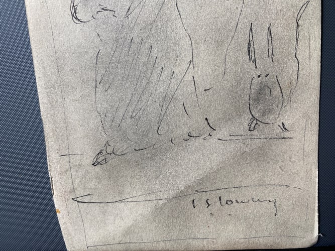 Laurence Stephen Lowry, Original, Drawing, Rare, Hand Signed, - 3