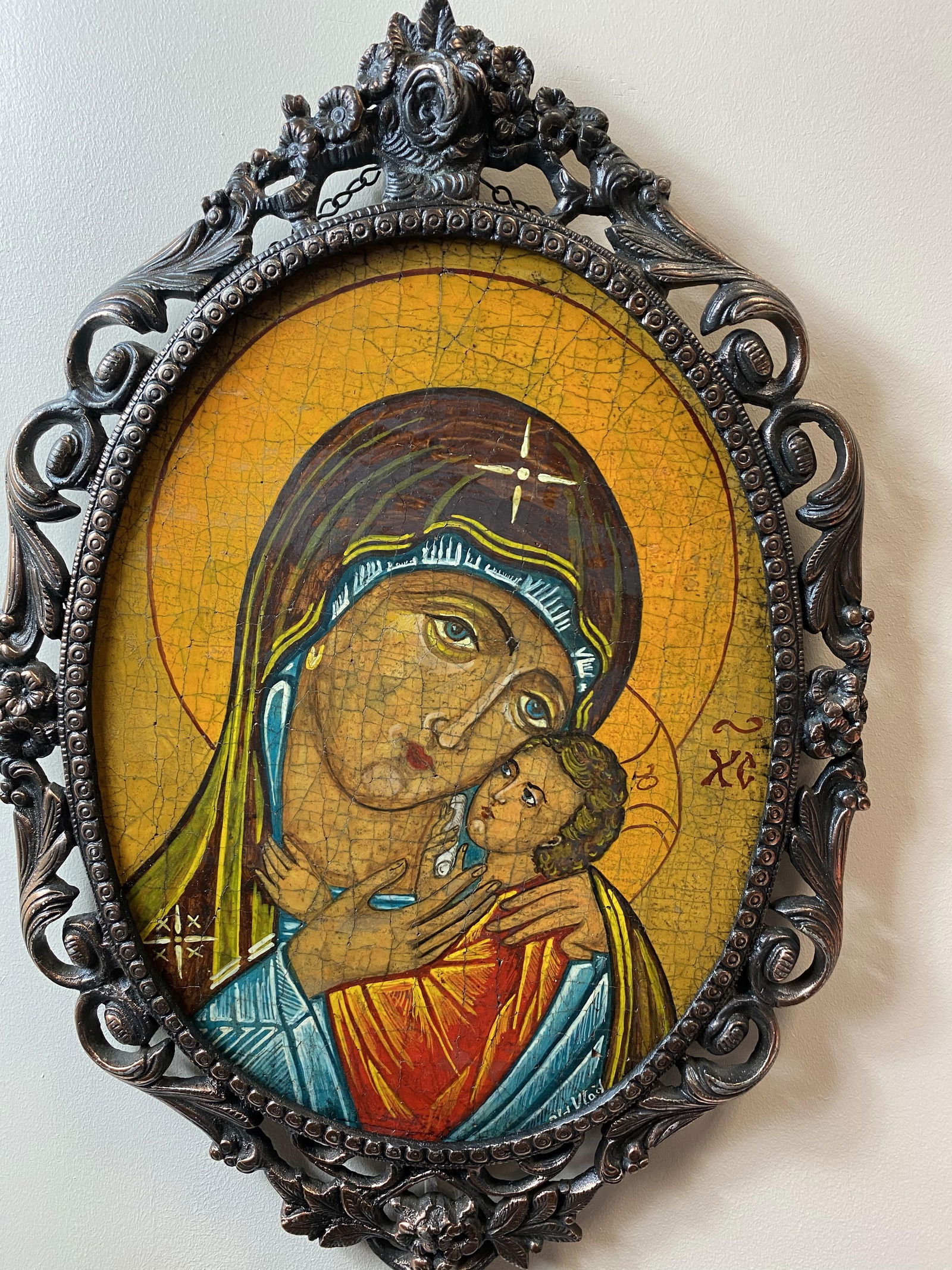 Russian icon,Original Oil Painting On hardboard Signed: Russian icon,Original Oil Painting On hardboard Signed