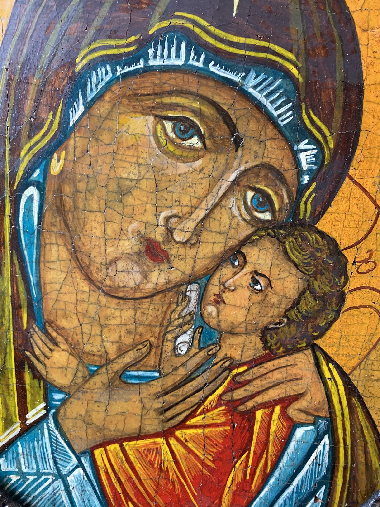 Russian icon,Original Oil Painting On hardboard Signed - 3