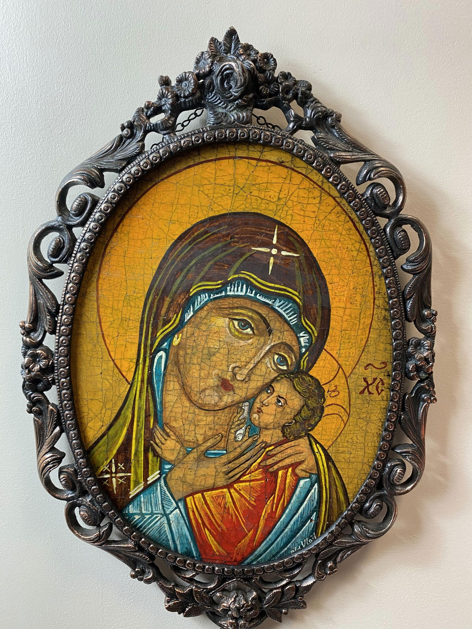 Russian icon,Original Oil Painting On hardboard Signed - 5