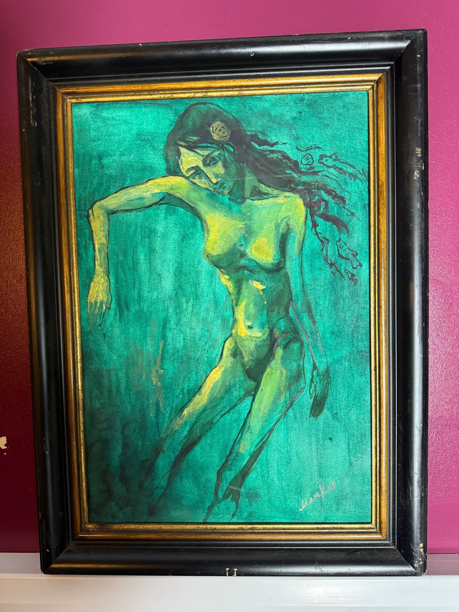 Original watercolor Painting, Nude, artywork, signed,: Original watercolor Painting, Nude, artywork, signed, 