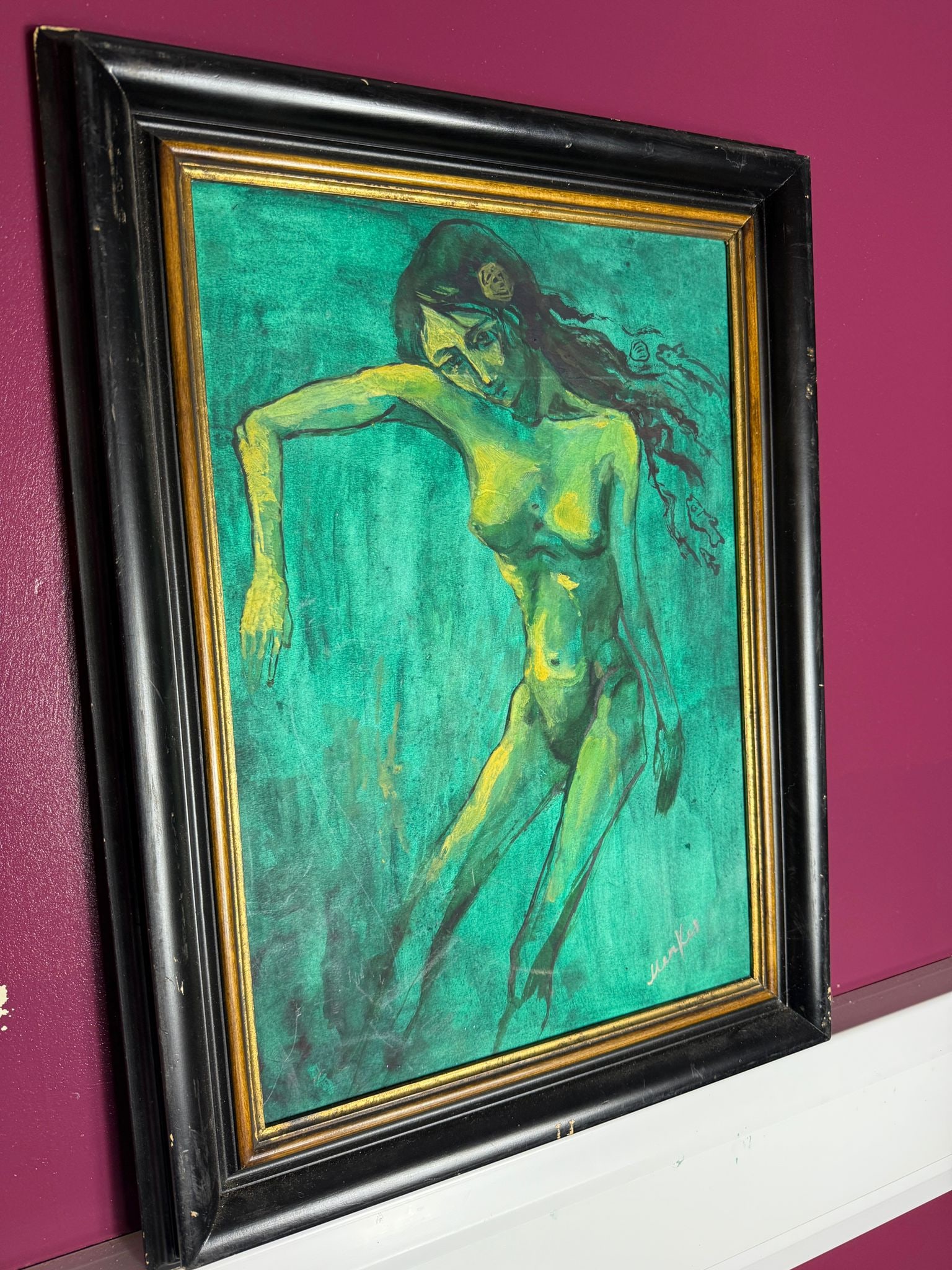 Original watercolor Painting, Nude, artywork, signed, - 3