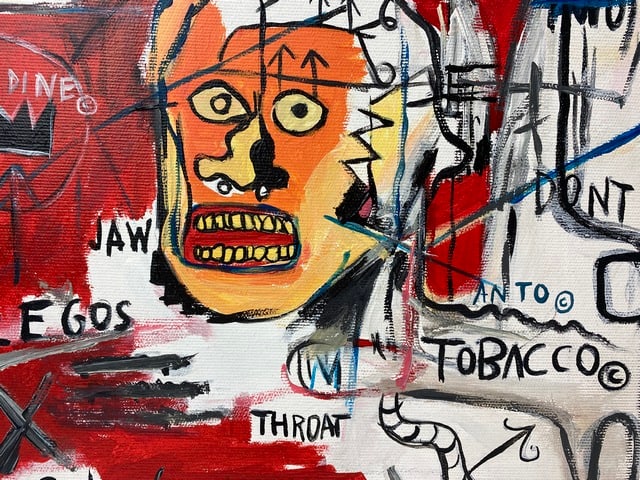 Jean-Michel Basquiat, (After) Original Vintage, Oil Painting, Signed, - 2