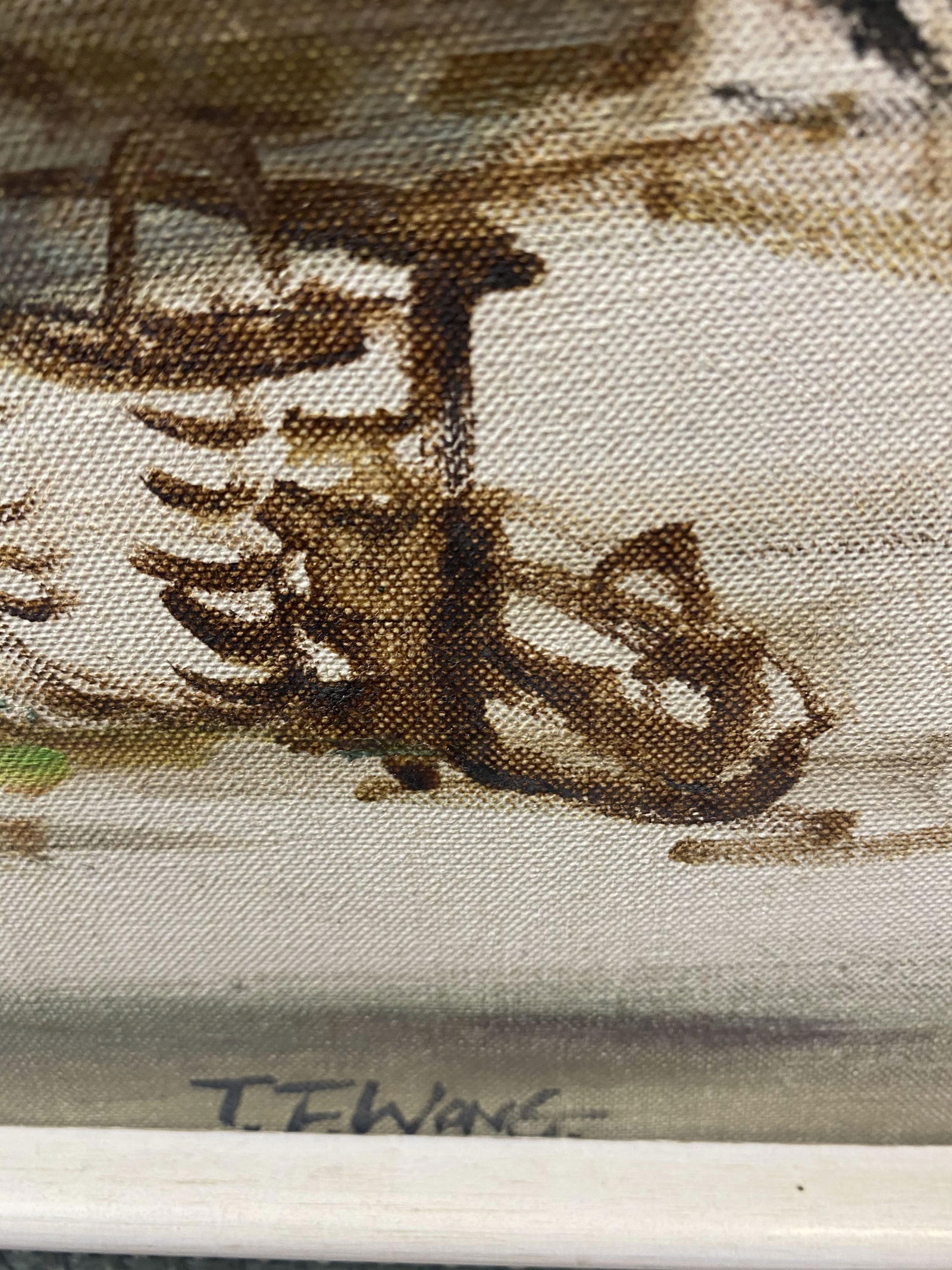 Unknown Artist, China Town Original Oil Painting on Canvas Signed - 3