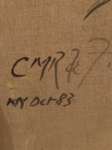 Christina Mary de la Falbe """"Passing Figure"""" 1983 Original Oil Painting on Canvas Signed - 11