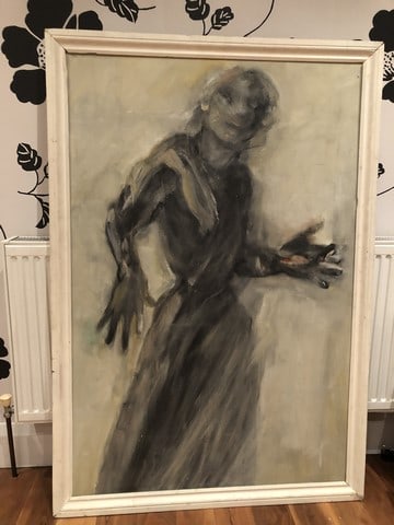 Christina Mary de la Falbe """"Passing Figure"""" 1983 Original Oil Painting on Canvas Signed: Passing Figure 1983 Original Oil Painting On Canvas, Signed And Dated Size is 54in x 36in. Exhibited in New York in October 1983. 