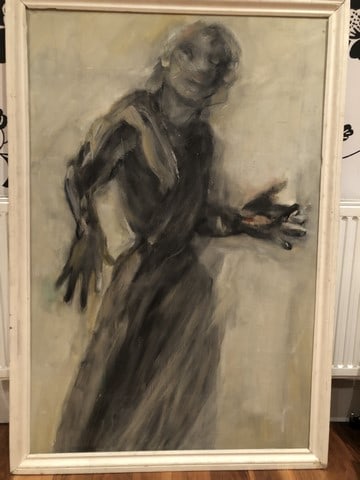 Christina Mary de la Falbe """"Passing Figure"""" 1983 Original Oil Painting on Canvas Signed - 3